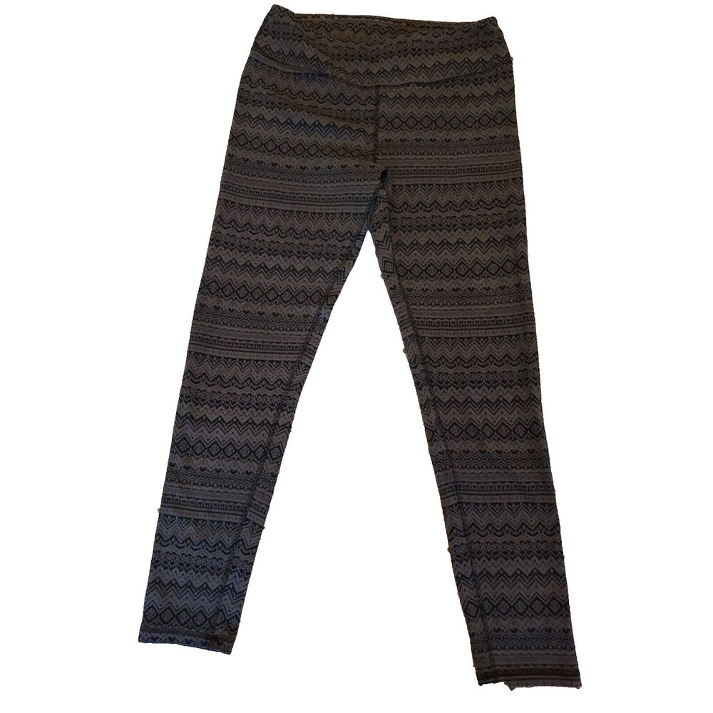 Eddie Bauer Women's Leggings Pants Medium Gray Tribal Print Stretchy